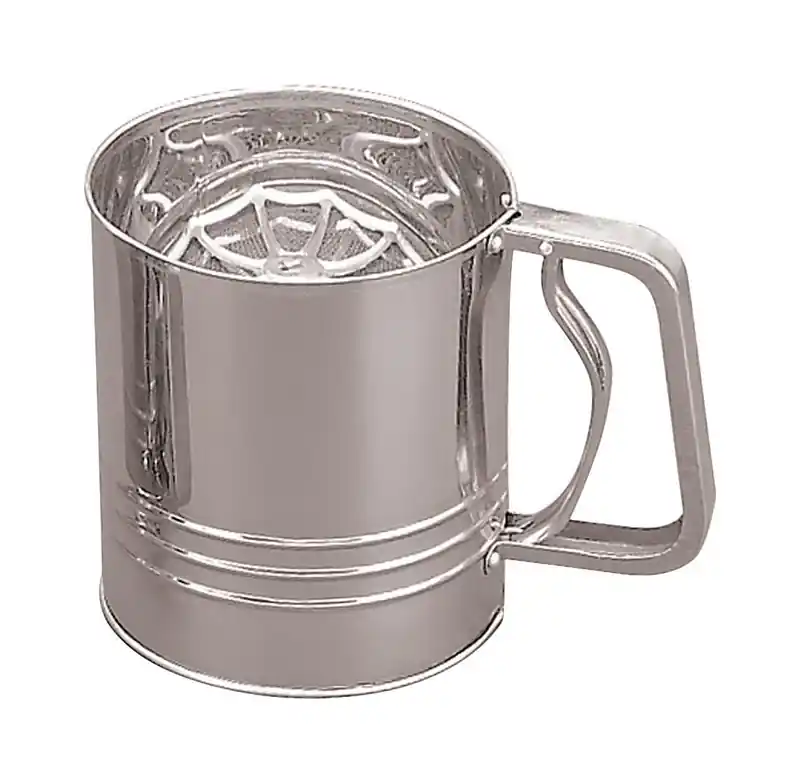 Silver Stainless Steel Flour Sifter 4 Cups With One-handed Operation