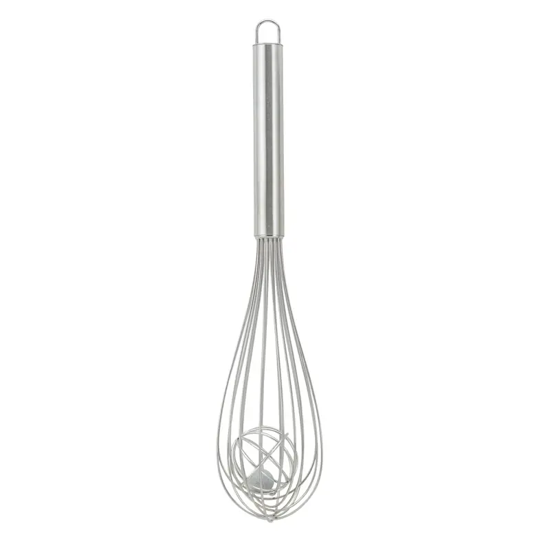 12 Inch Silver Stainless Steel Balloon Whisk With Center Ball