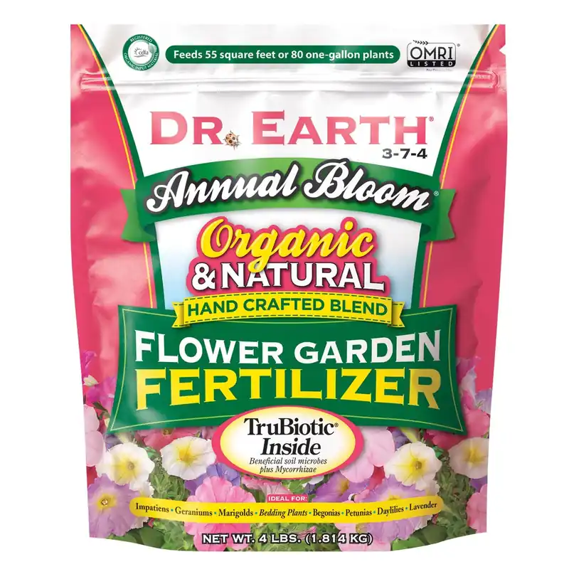 Annual Bloom Flower Garden Organic Fertilizer, 4-8-4 Formula, 4 Lb. Bag