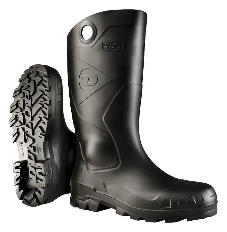 Male Waterproof Boots Size 9 Black Pvc With Slip Resistant Outsole