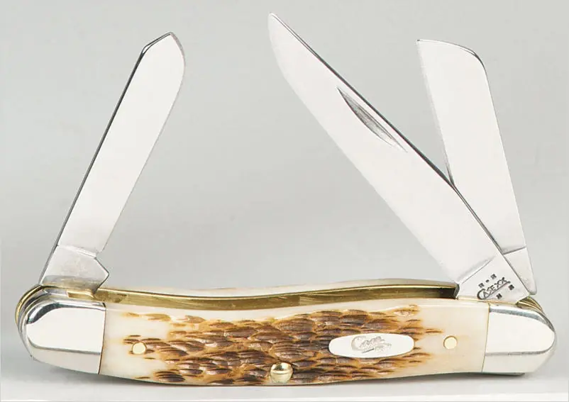 Stockman Med Amber Bone Handle Stainless Steel Pocket Knife – 4‑5 in. Compact Folding Blade