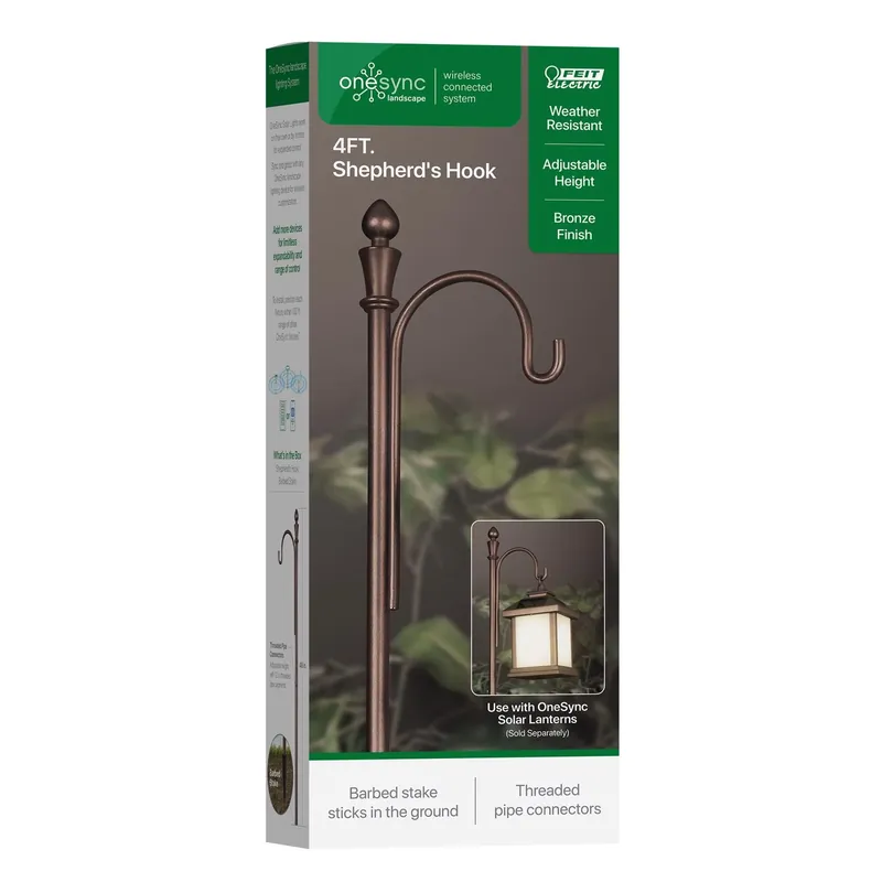 Black Metal 48 In. H Solar Fixtures Shepherd‘s Hook 1 Pk