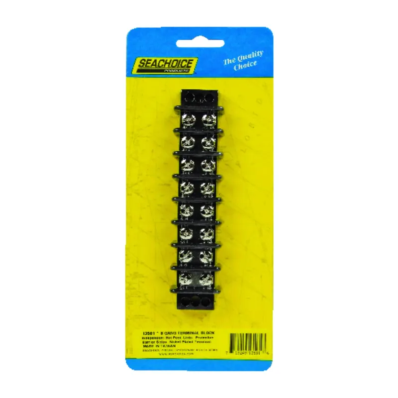 8-gang Brass Terminal Block, Model 13581, 30 Amps, 12 Volts