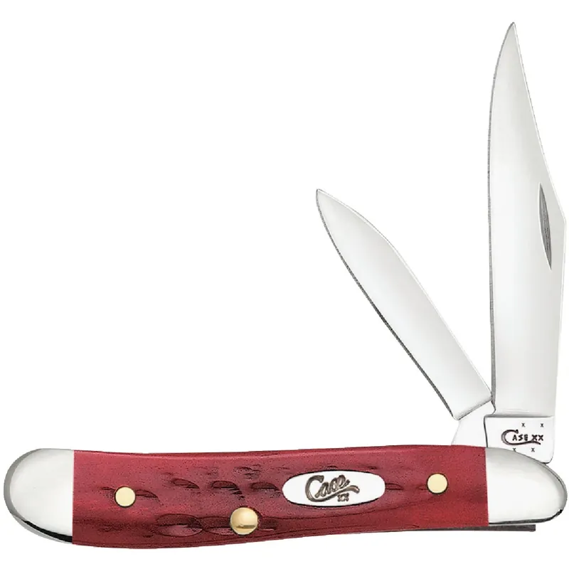 Pocket Worn Peanut Folding Knife 2.88 In. Red Bone Stainless Steel