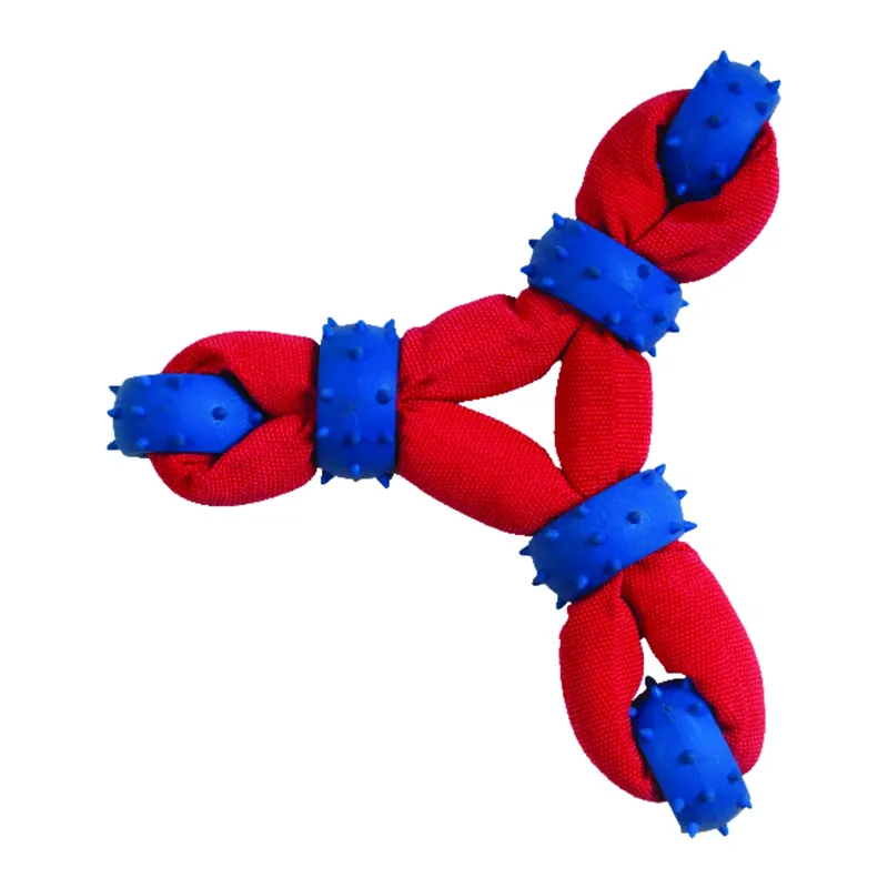 Gladiator Large Blue/red Nylon/rubber Tuff Triangle Tug Dog Toy