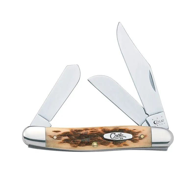 Stockman Pocket Knife With Clip, Stainless Steel/amber Bone, 3-7/8-in. Length Closed