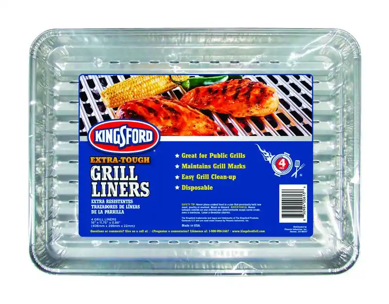 16‑in Aluminum Grill Liner – Pack Of 4, Silver