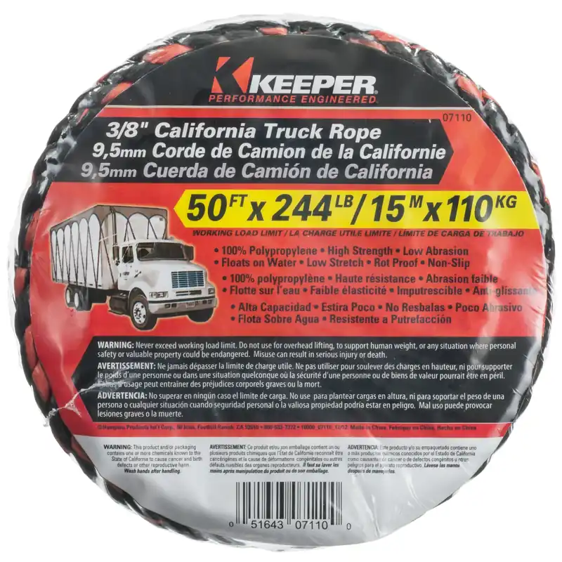 3/8 In. W X 50 Ft. L Black/orange Truck Rope 244 Lb 1 Pk