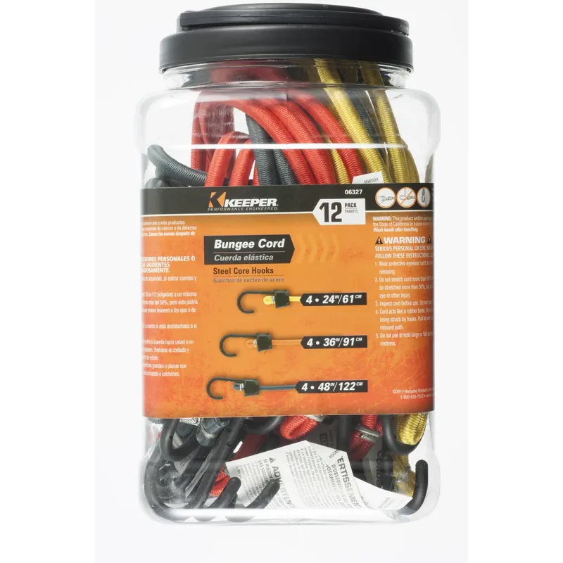 Assorted Bungee Cord Set 24 In. L X 0.315 In. 12 Pk
