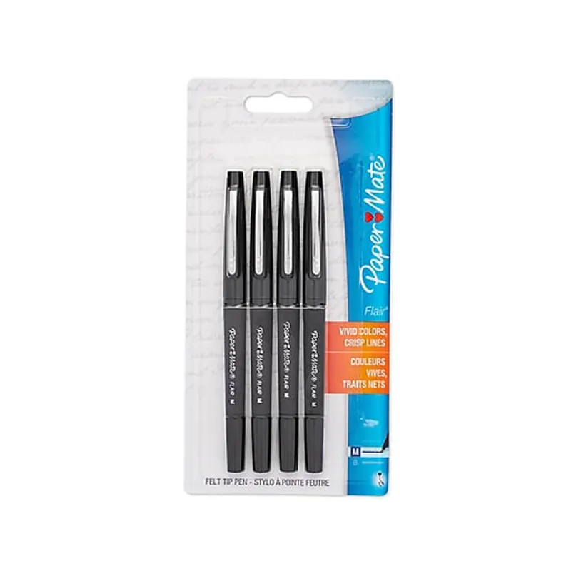 Flair Black Felt Tip Pen 4 Pk