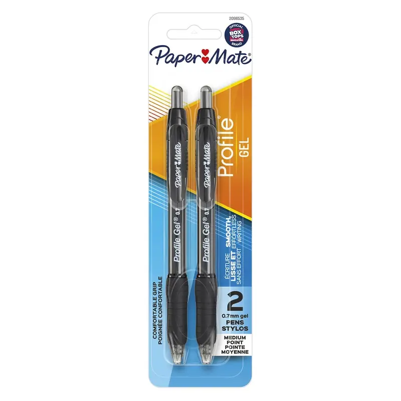 Profile Gel Black Retractable Gel Pen 2 Pk