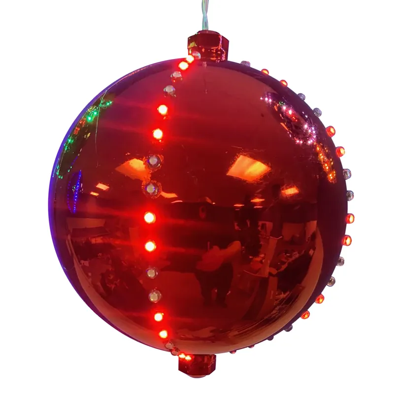 Platinum Led Red Lighted Ornament 6 In. Hanging Decor With Multi-function Features