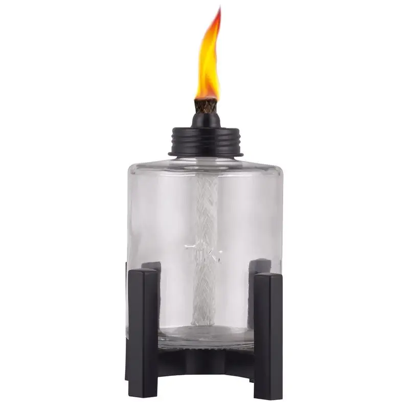 Black/clear Glass/metal 6.5 In. Elevated Tabletop Torch - 1 Piece