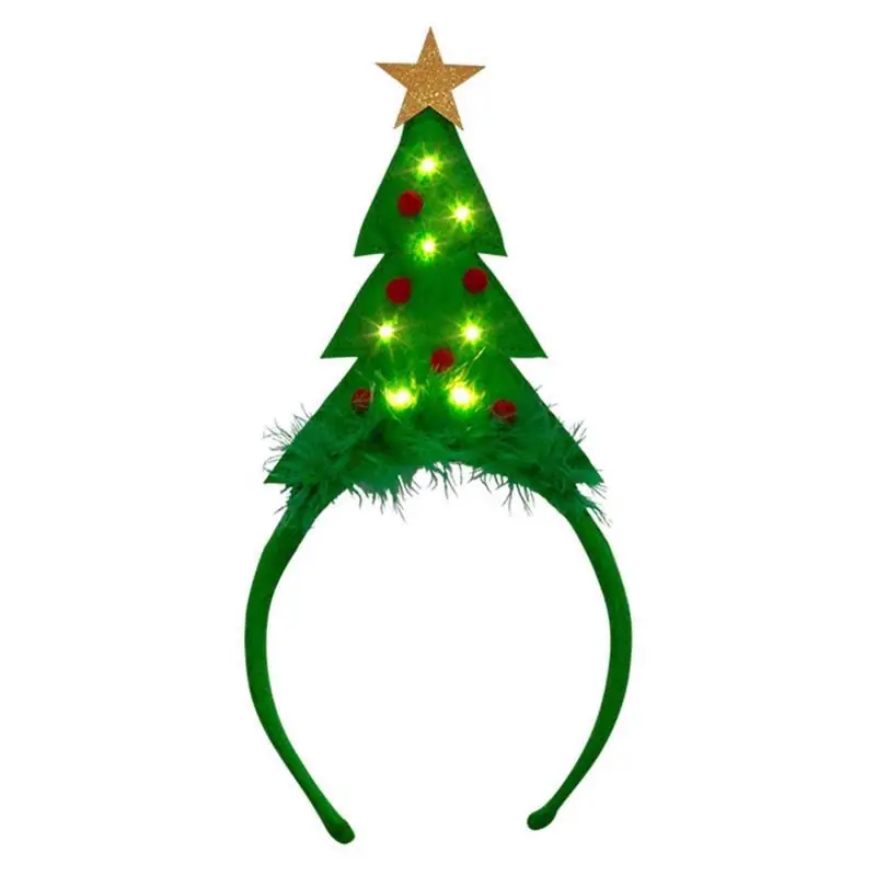 Tree With Led Lights Headband Felt 1 Pk