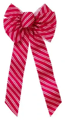 Red/white Striped Christmas Bow 26 In.