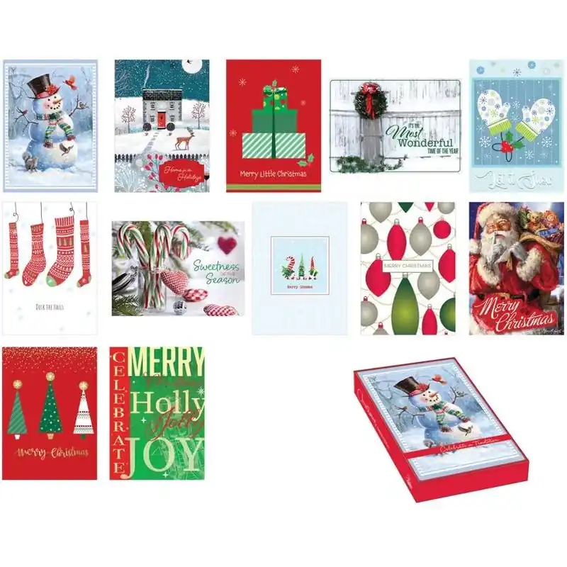 Assorted Christmas Greeting Cards – 18‑pack Boxed Set