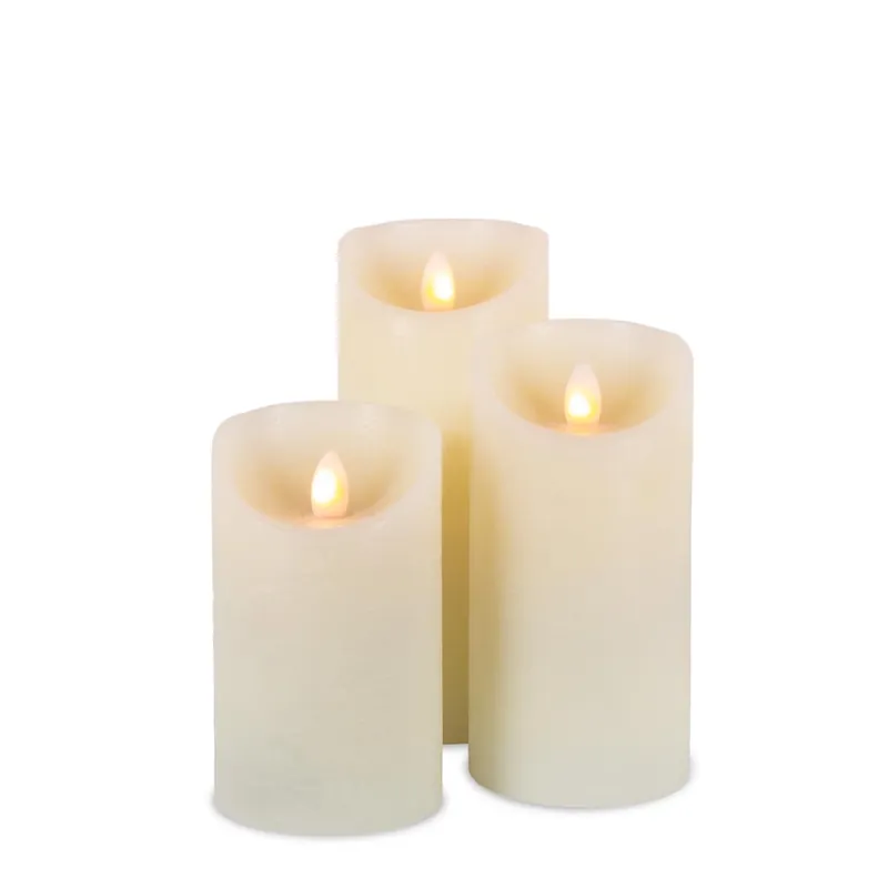 Led Bisque Flameless Candles Set Of 3 - 8 In. With Remote Control
