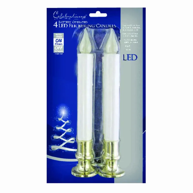 Led Golden/white Flickering Candle 9 In.