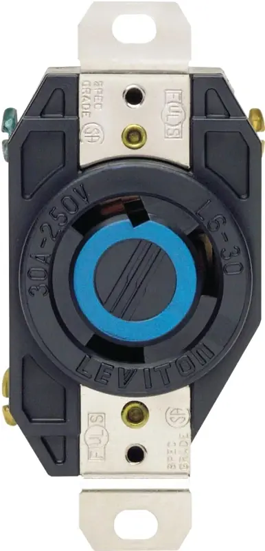 V-0-max 30 Amps 250 V Single Black Locking Receptacle L6-30r 1 Pk