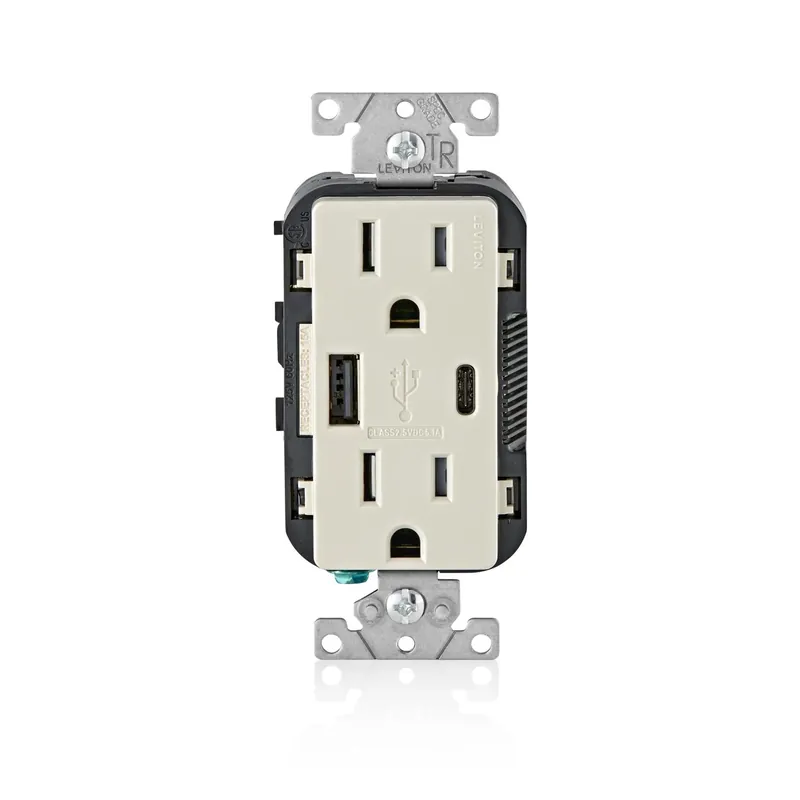 Decora 15 Amps 125 V Type A/c Duplex Light Almond Outlet And Usb Charger 5-15r 1 Pk