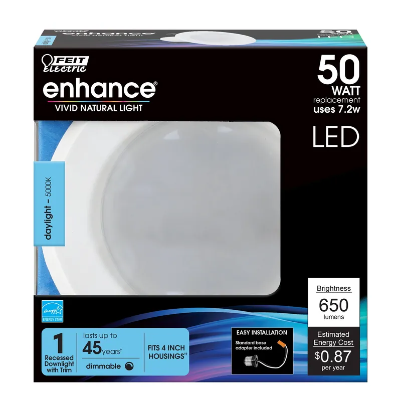 Enhance White 5 In. W Led Retrofit Recessed Lighting 7.2 W