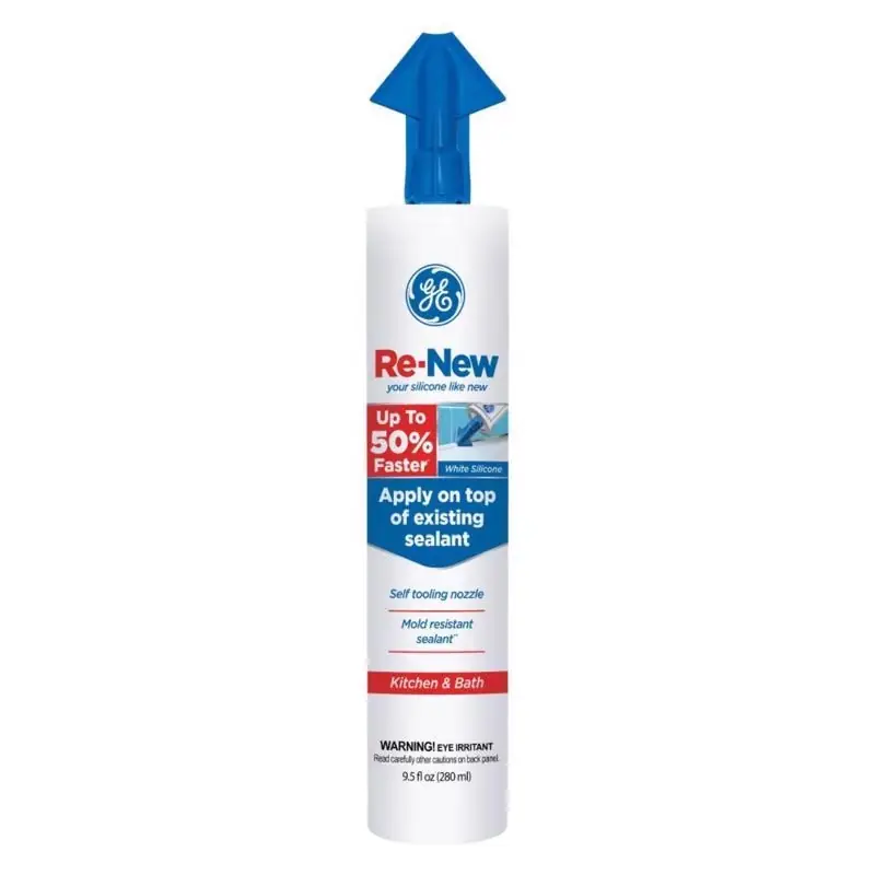 Re-new White Silicone Kitchen And Bath Caulk Sealant 9.5 Oz - Moisture Resistant, Flexible