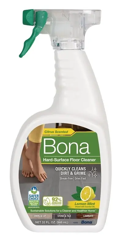 Hard Surface Floor Cleaner, Lemon Mint Scent, 32 Oz.
