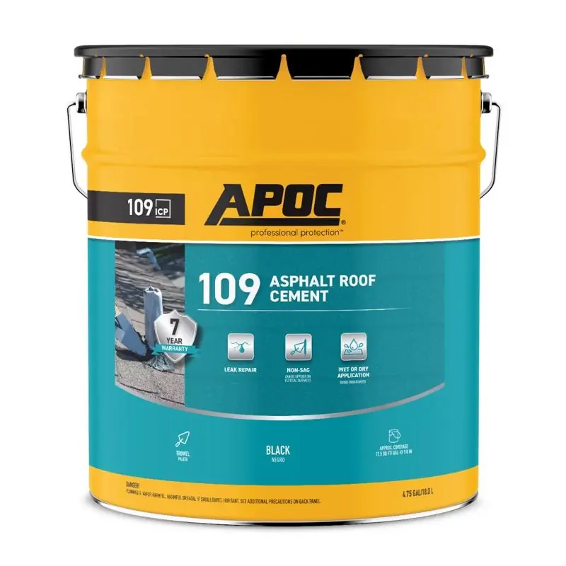 Black Asphalt Roof Cement 5 Gallon Pail - Fiber Reinforced, Durable, Voc Compliant