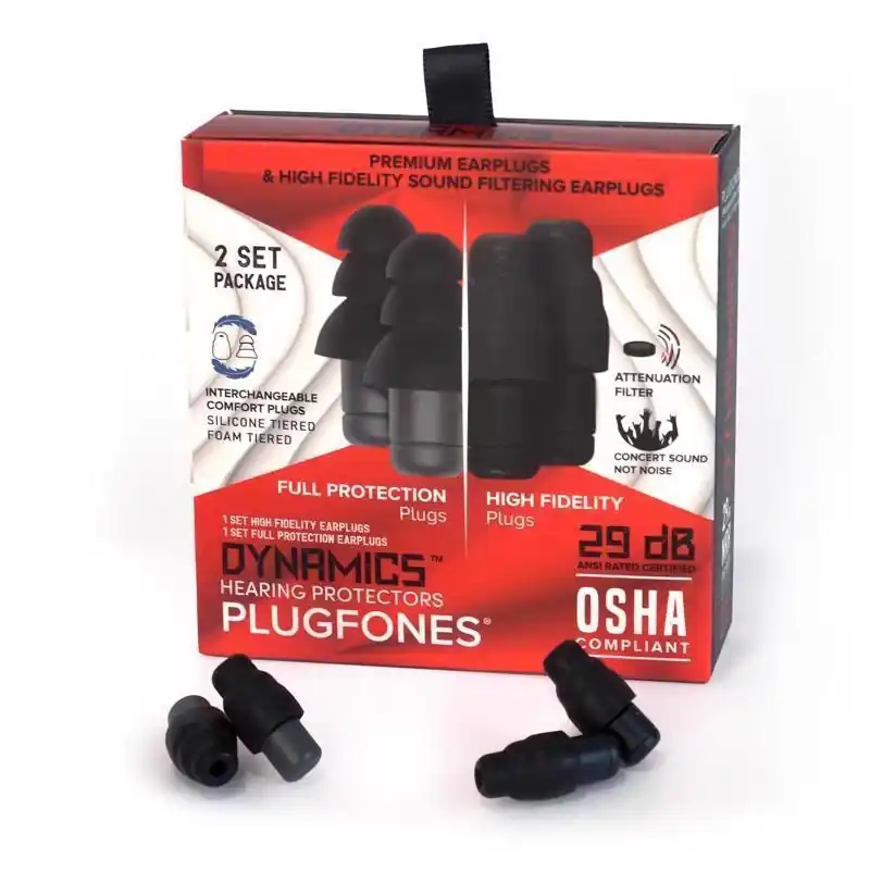 Dynamics Tri-flange Hearing Protector 29 Db Black/gray 2 Pair Reusable