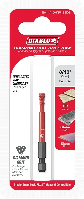 3/16 In. Diamond Grit 5.52 In. L X 1/4 In. D Hole Saw