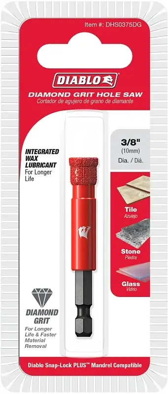 3/8 In. Diamond Grit 5.52 In. L X 1/4 In. D Hole Saw