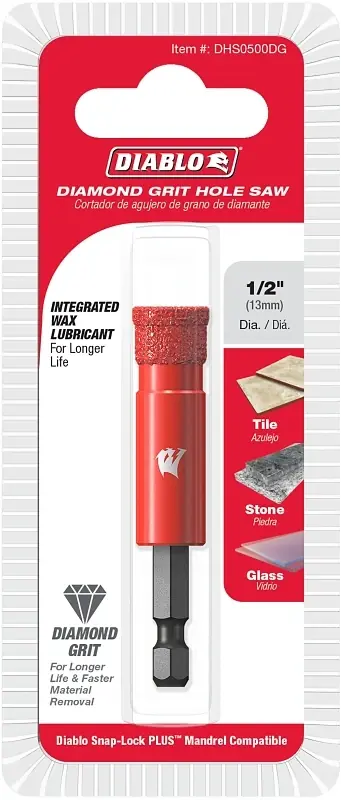 1/2 In. Diamond Grit 5.52 In. L X 1/4 In. D Hole Saw