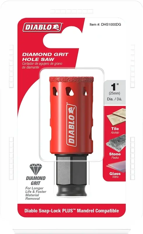 1 In. Diamond Grit 5.52 In. L X 1/4 In. D Hole Saw