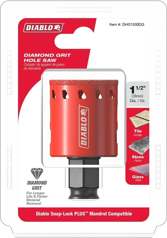 1-1/2 In. Diamond Grit 5.52 In. L X 1/4 In. D Hole Saw