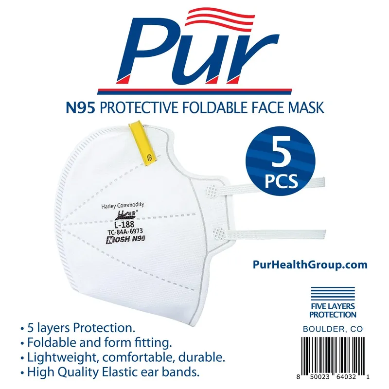N95 General Purpose Face Mask White One Size Fits Most 5 Pk