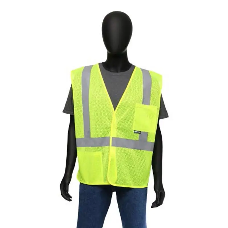 Ansi Class 2 Hi Vis Lime Mesh Safety Vest, One Size Fits Most