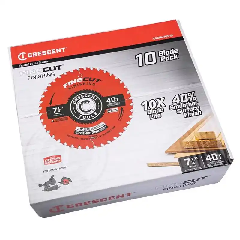 Finecut 7-1/4 In. D X 5/8 In. Carbide Tipped Finishing Saw Blade 40 Teeth 10 Pk