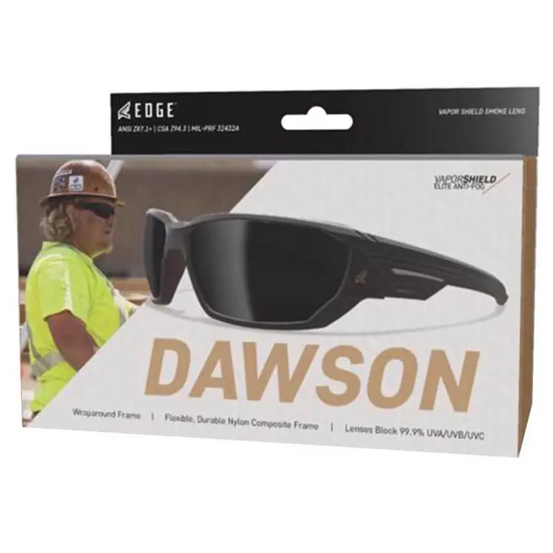 Dawson Anti-fog Safety Glasses Smoke Lens Black Frame 1 Pk