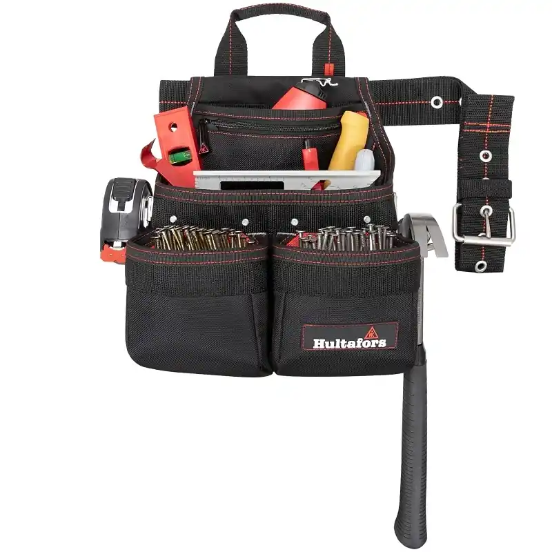 Hultafors Work Gear Ballistic Polyester Tool And Nail Bag With Belt Black/red
