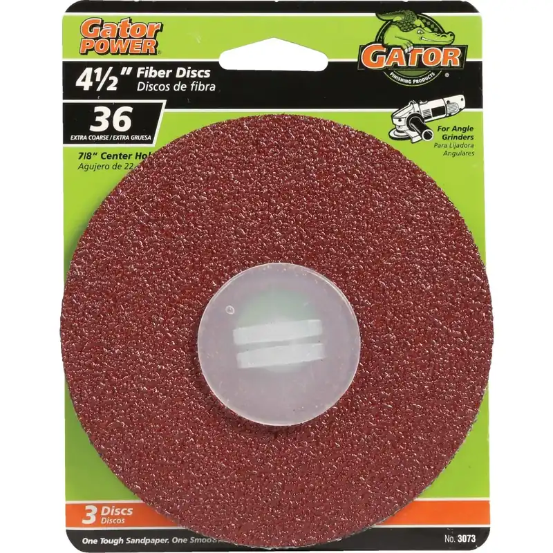 4.5 In. Aluminum Oxide Center Mount Fiber Disc 36 Grit Extra Coarse 3 Pk
