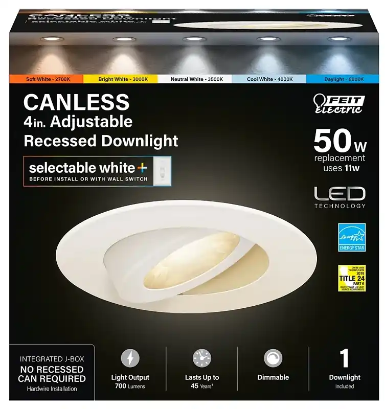 White 5 In. W Aluminum Led Canless Recessed Downlight 11 W