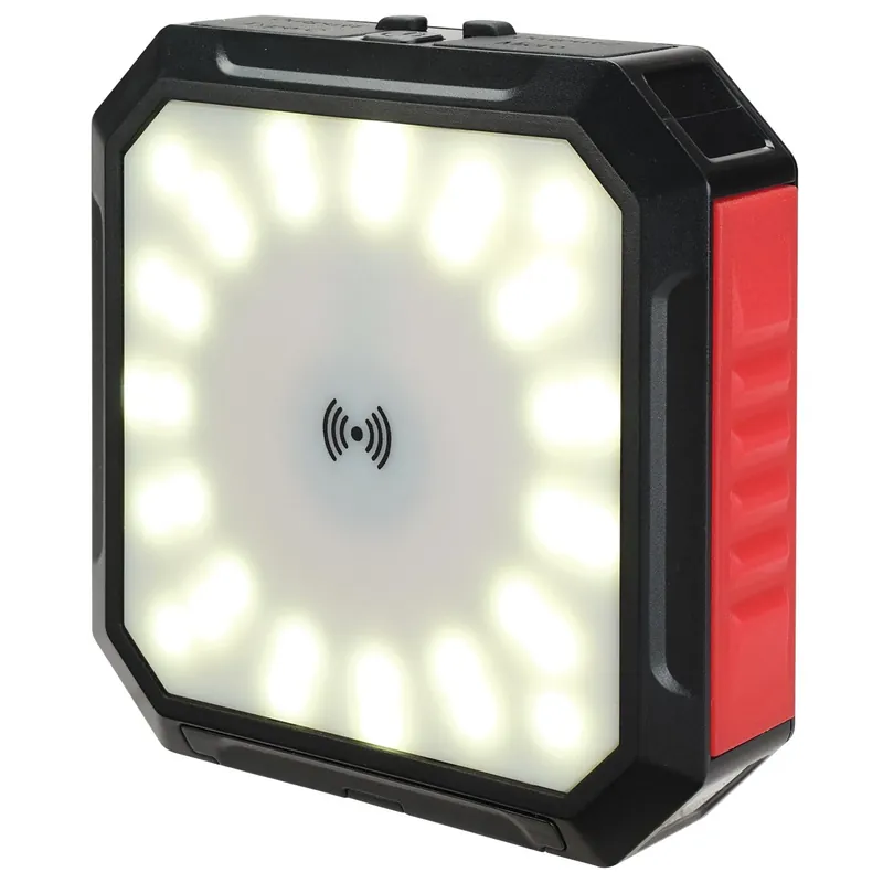 Black/red Led Flashlight Power Bank With Wireless Charging And 40-hour Battery Life