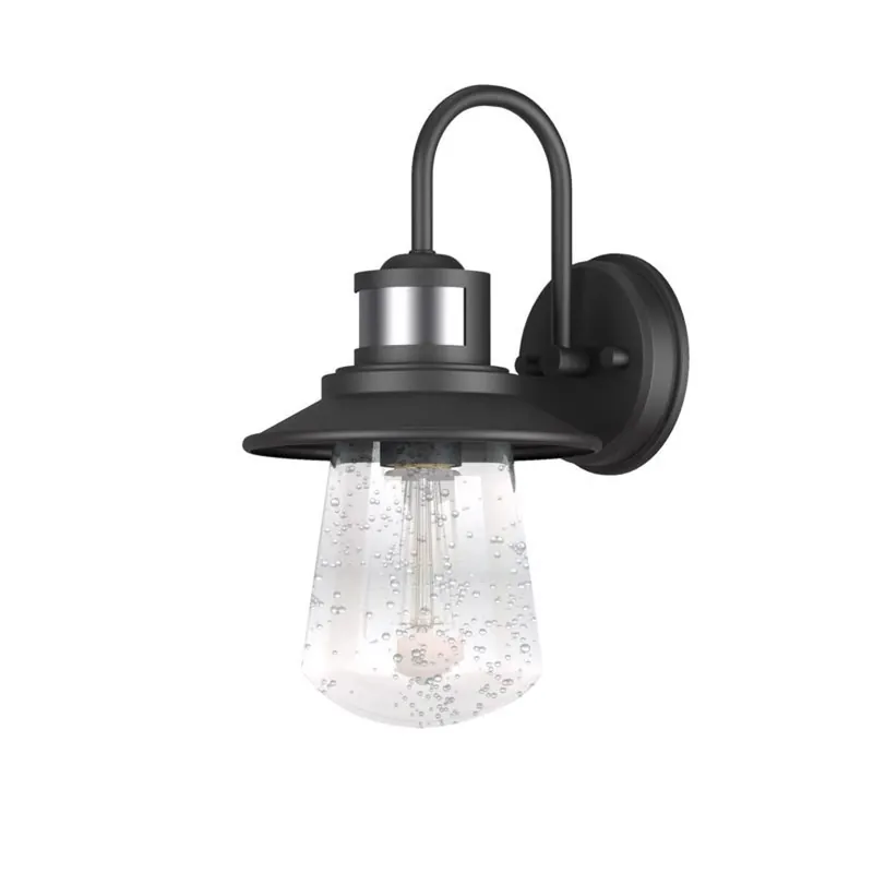 Mariner 1-light Matte Black Wall Sconce With Seeded Glass Shade