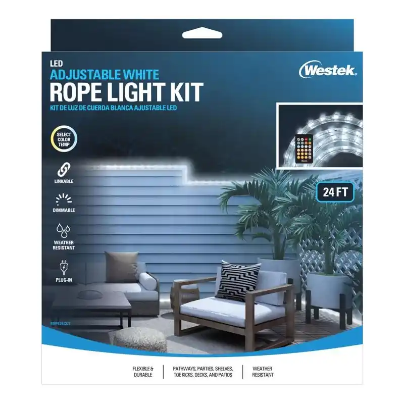 Led Outdoor Rope Light, White, 24 Ft.