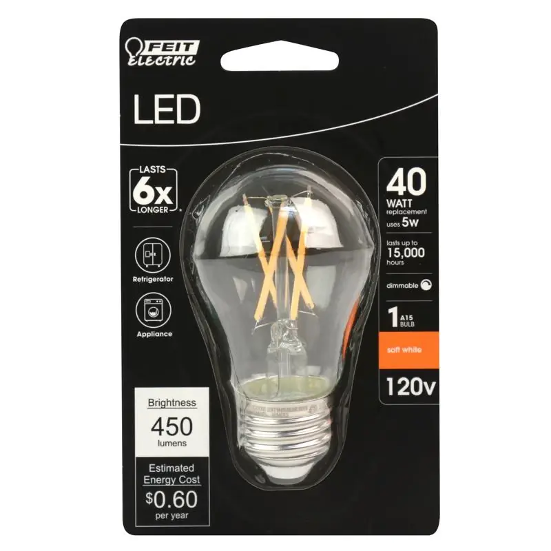 A15 E26 (medium) Filament Led Bulb Soft White 40 Watt Equivalence 1 Pk