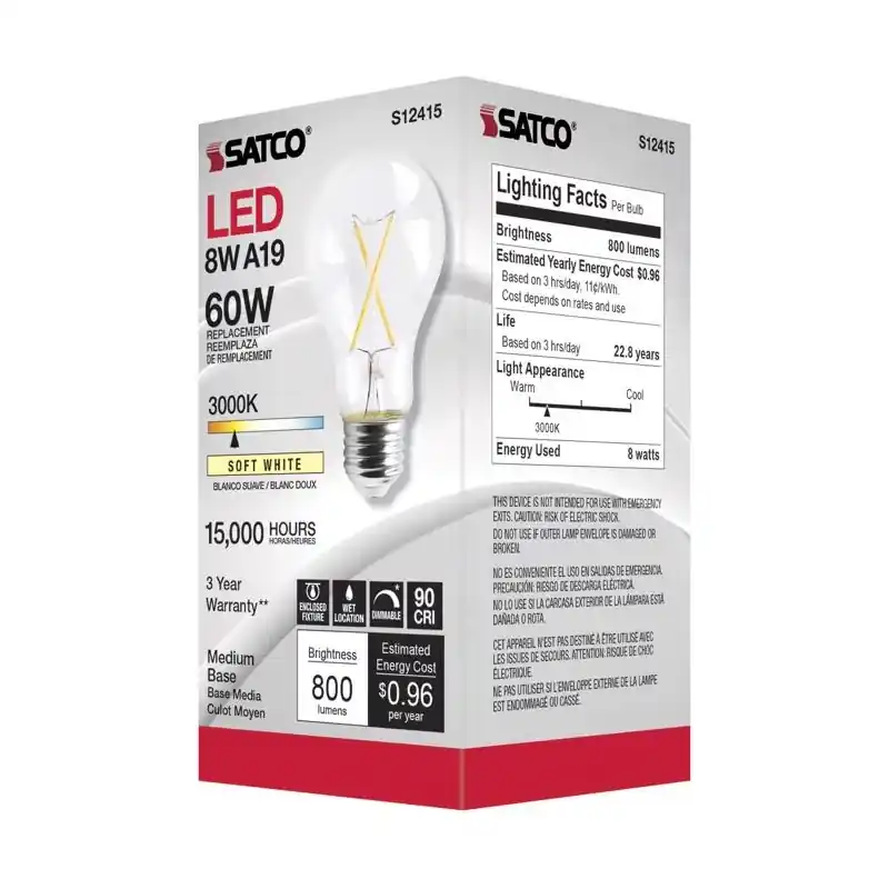 A19 E26 (medium) Filament Led Bulb Soft White 60 Watt Equivalence 1 Pk
