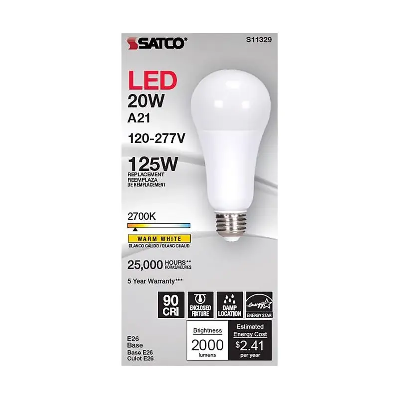 A21 E26 (medium) Filament Led Bulb Warm White 125 Watt Equivalence 1 Pk