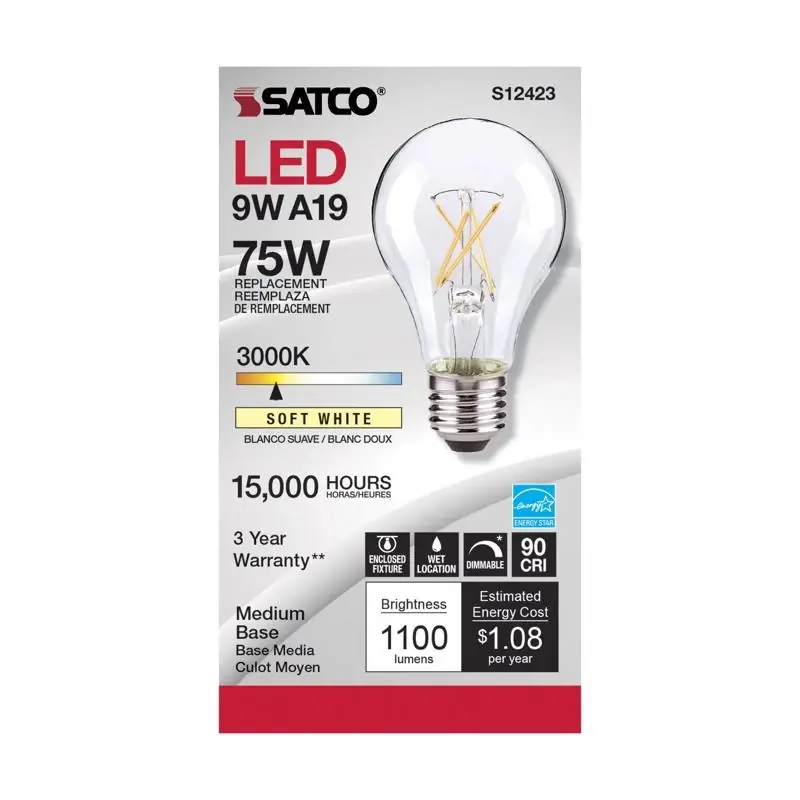 A19 E26 (medium) Filament Led Bulb Soft White 75 Watt Equivalence 1 Pk