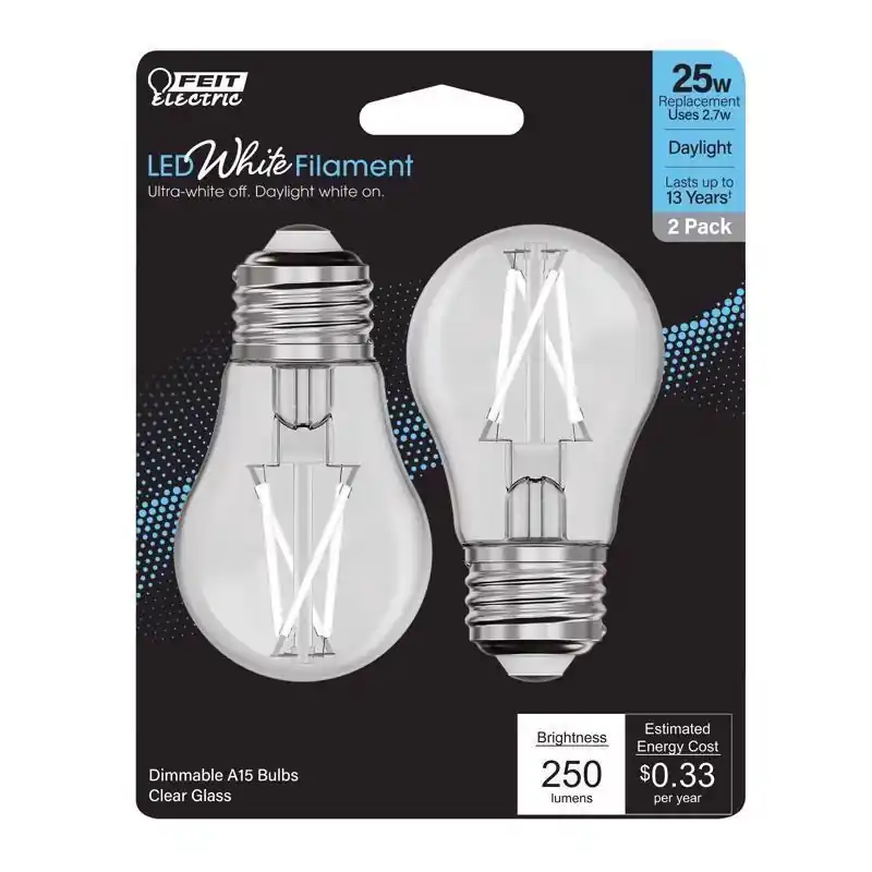 White A15 E26 (medium) Filament Led Bulb Daylight 25 Watt Equivalence 2 Pk