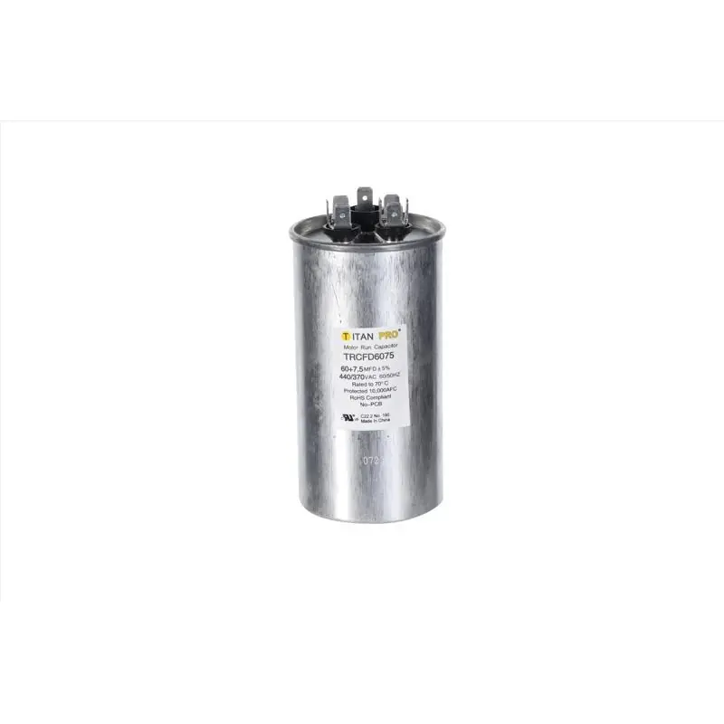 60+7.5 Mfd 440 Volt Round Run Capacitor - Model Trcfd6075
